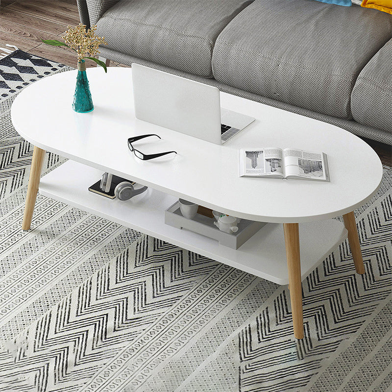 Wood Coffee Table No Distressing Single Coffee Table with Shelf