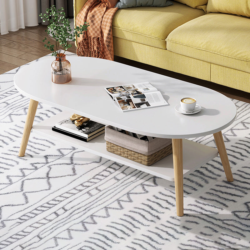 Wood Coffee Table No Distressing Single Coffee Table with Shelf