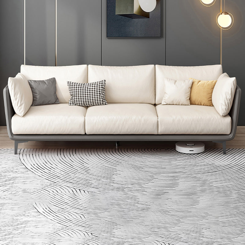 Scandinavian Loose Back Seating Pillow Top Arm Beige Sofa for Apartment
