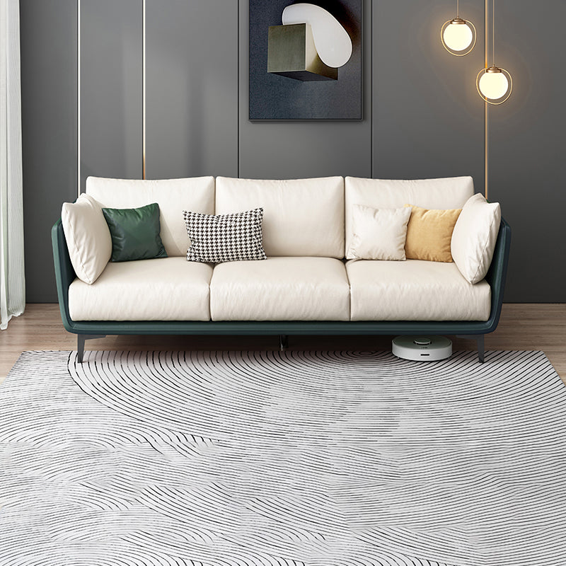 Scandinavian Loose Back Seating Pillow Top Arm Beige Sofa for Apartment