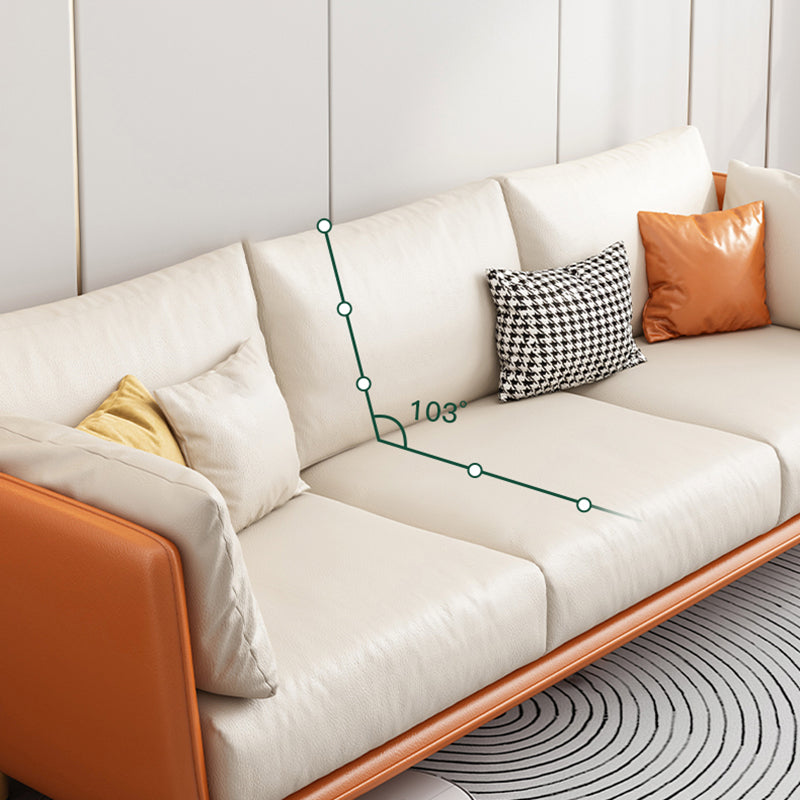 Scandinavian Loose Back Seating Pillow Top Arm Beige Sofa for Apartment