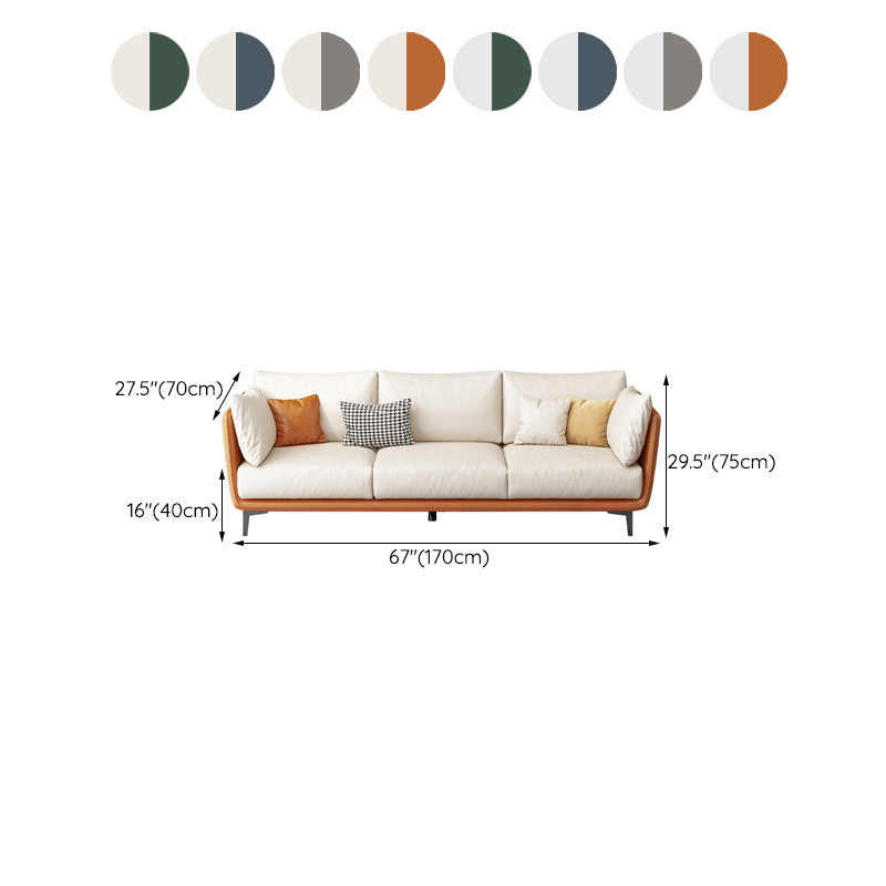 Scandinavian Loose Back Seating Pillow Top Arm Beige Sofa for Apartment