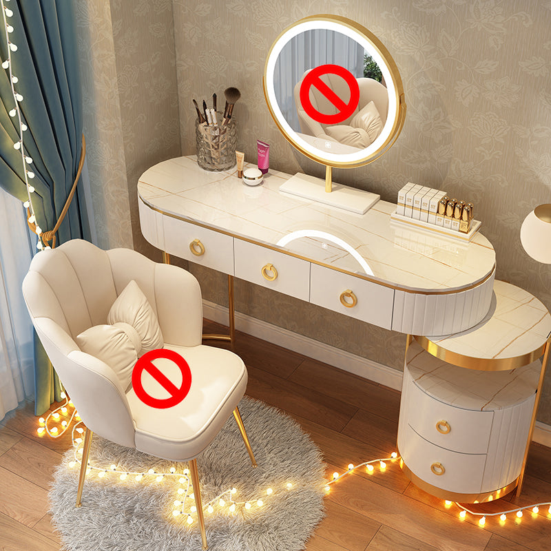 Luxurious Leather Vanity Set Metal and Wood Make-up Vanity with Mirror & Padded Stool