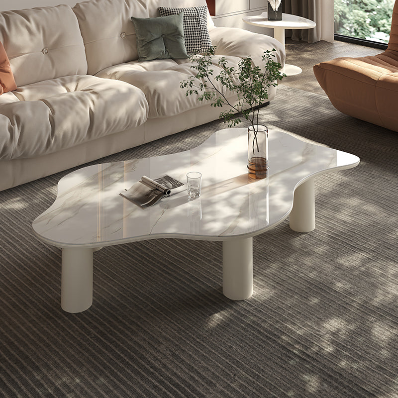 No Distressing Single Coffee Table Slate Free-Form White Coffee Table