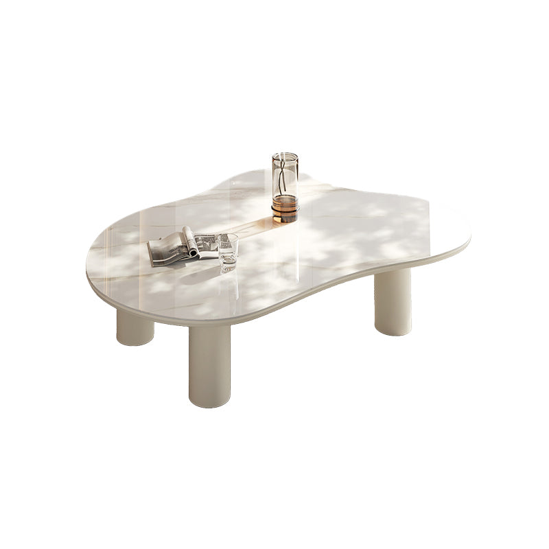 No Distressing Single Coffee Table Slate Free-Form White Coffee Table
