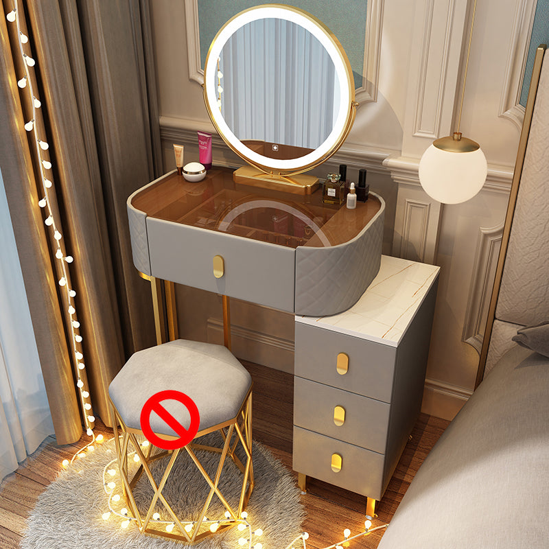 Dimmable Lighted Mirror Dressing Table 4 Drawers & Stool Make-up Vanity