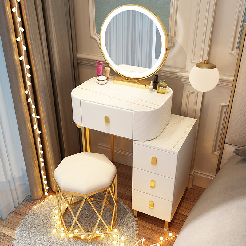 Dimmable Lighted Mirror Dressing Table 4 Drawers & Stool Make-up Vanity