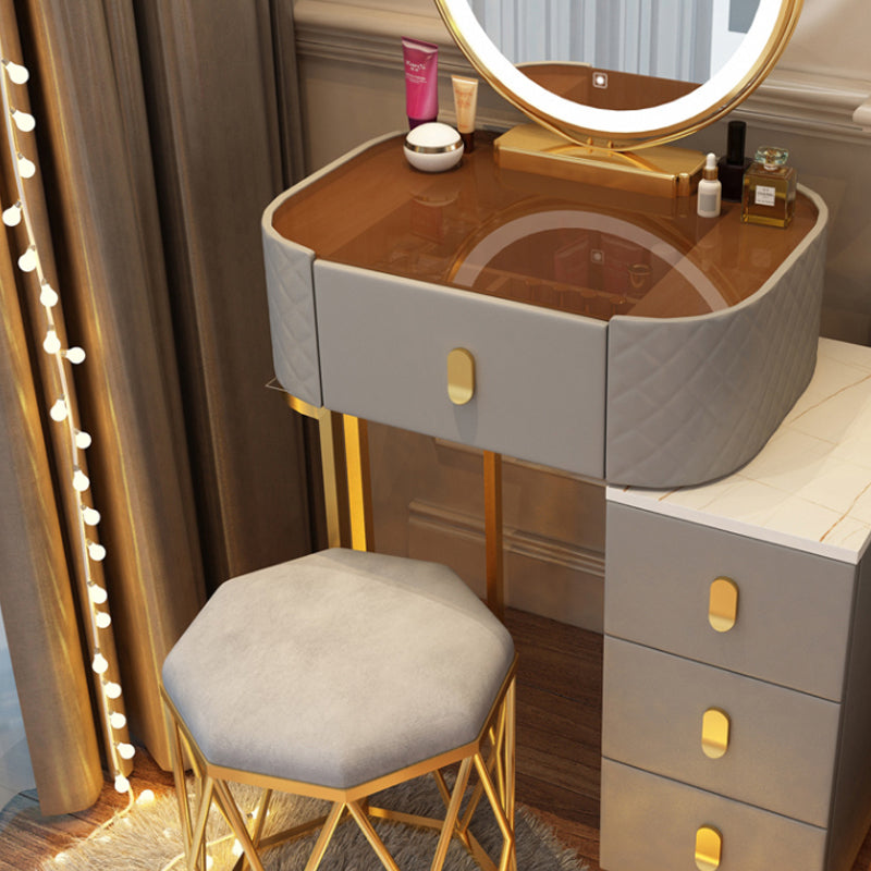 Dimmable Lighted Mirror Dressing Table 4 Drawers & Stool Make-up Vanity