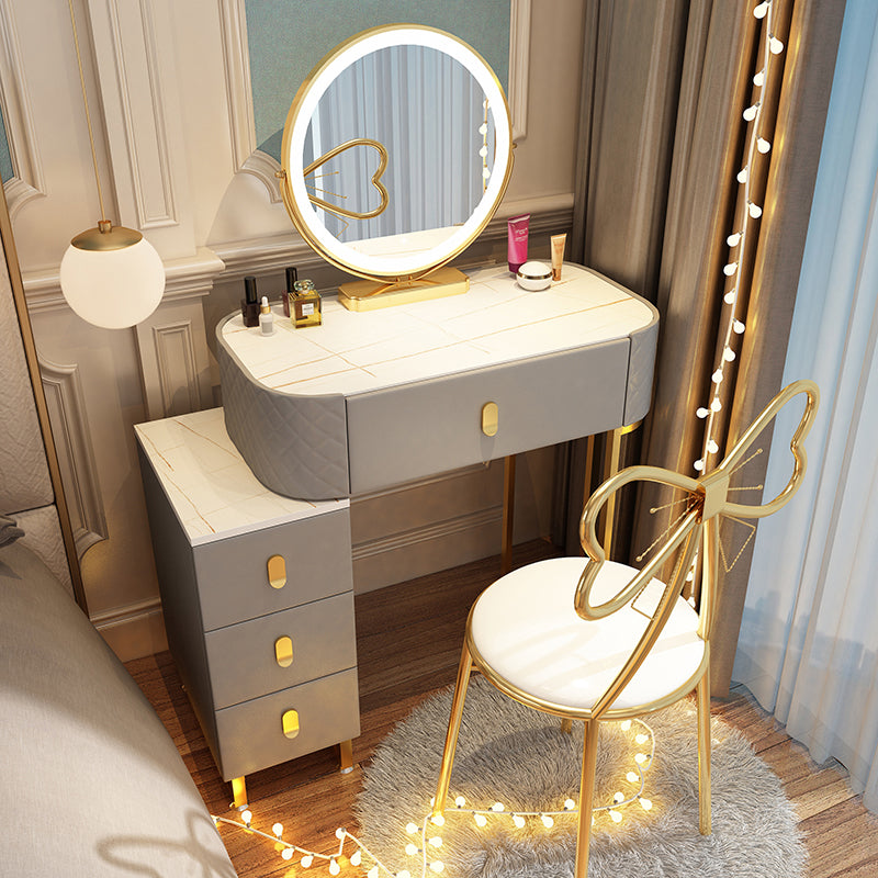 Dimmable Lighted Mirror Dressing Table 4 Drawers & Stool Make-up Vanity