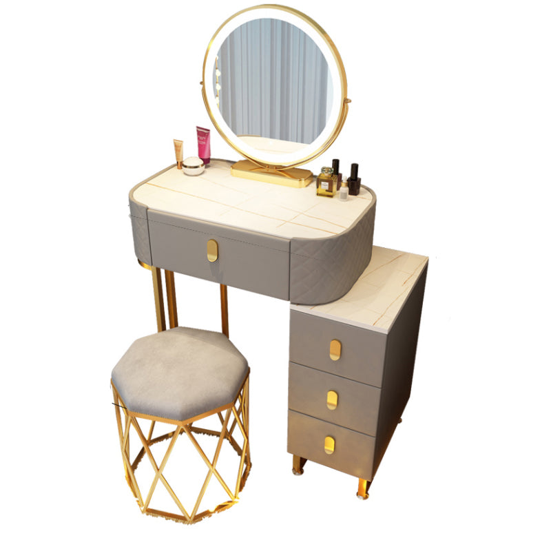 Dimmable Lighted Mirror Dressing Table 4 Drawers & Stool Make-up Vanity