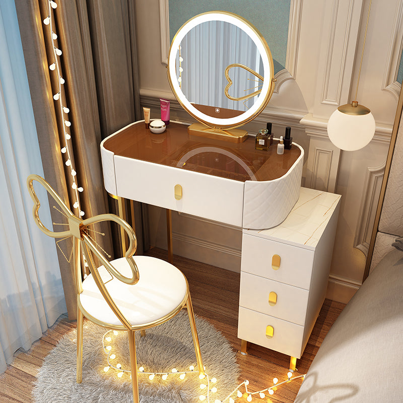 Dimmable Lighted Mirror Dressing Table 4 Drawers & Stool Make-up Vanity
