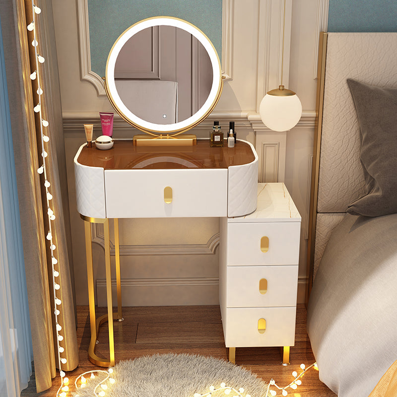 Dimmable Lighted Mirror Dressing Table 4 Drawers & Stool Make-up Vanity