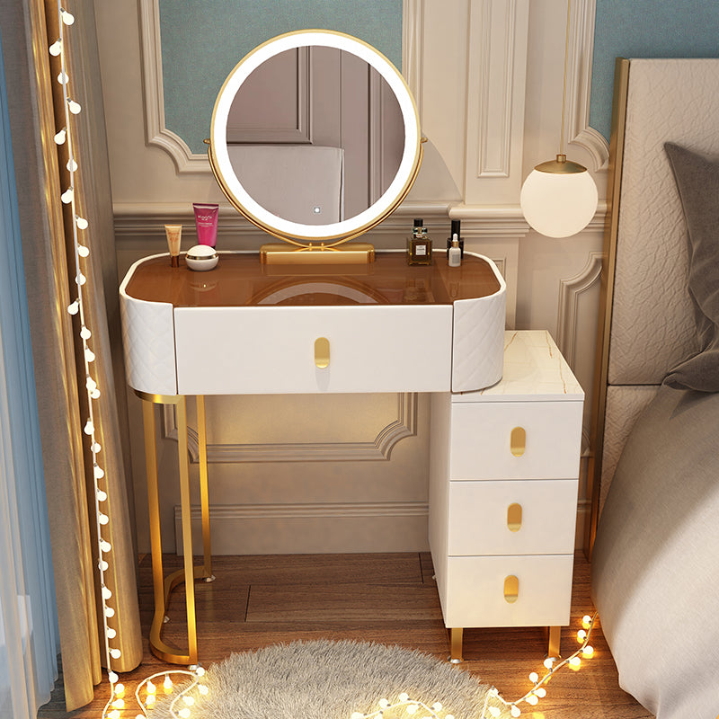 Dimmable Lighted Mirror Dressing Table 4 Drawers & Stool Make-up Vanity