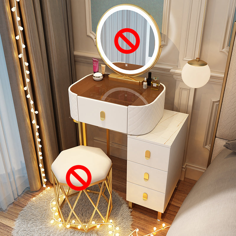 Dimmable Lighted Mirror Dressing Table 4 Drawers & Stool Make-up Vanity