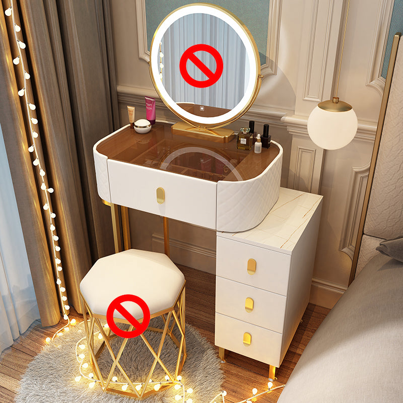 Dimmable Lighted Mirror Dressing Table 4 Drawers & Stool Make-up Vanity