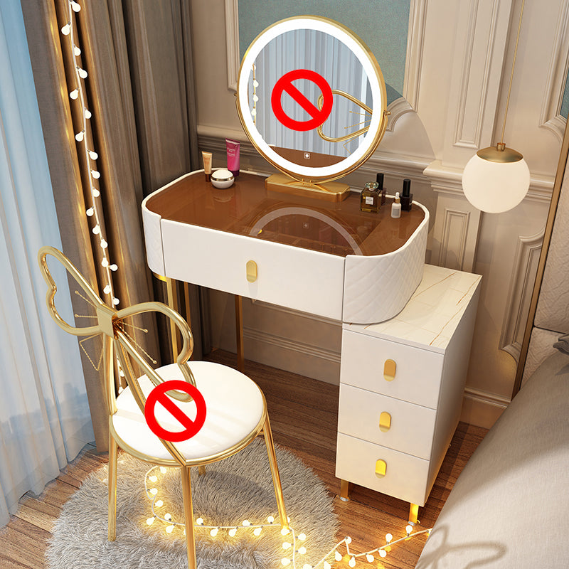 Dimmable Lighted Mirror Dressing Table 4 Drawers & Stool Make-up Vanity