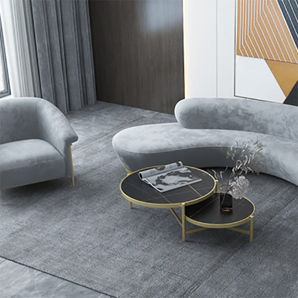 Scandinavian Cushions Tuxedo Arm Curved Living Room Fabric Settee