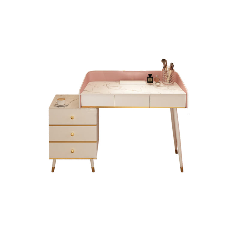 Wood Mirrored Vanity Desk with 5/6 Drawers Luxurious Dressing Table