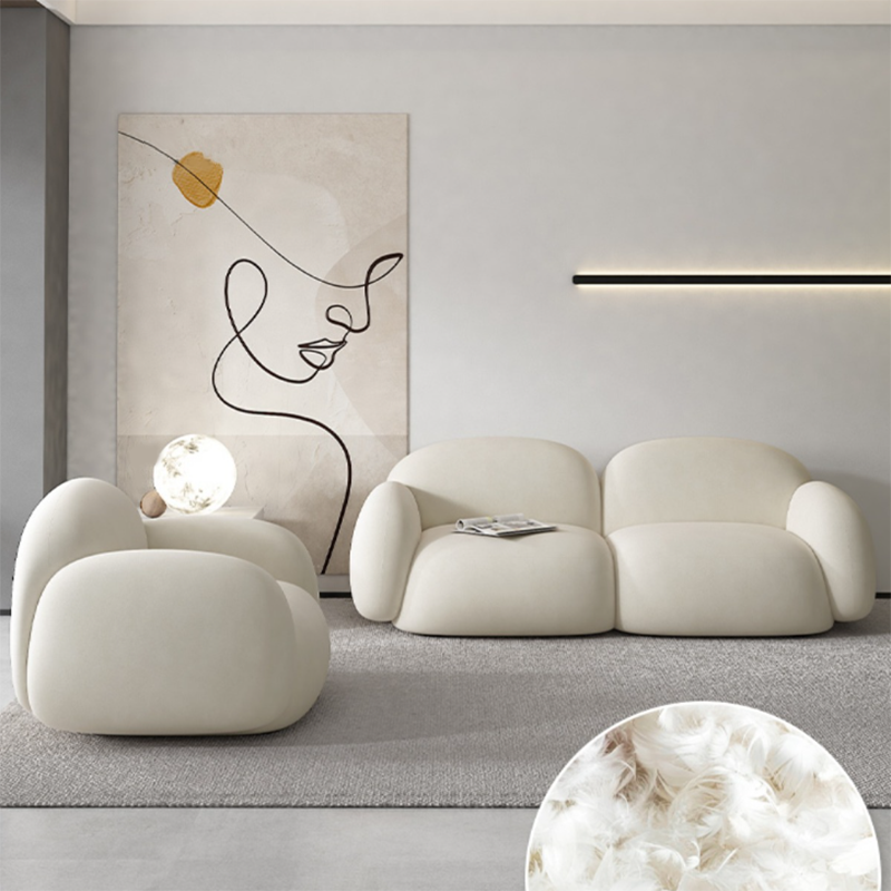Contemporary Cushions Rolled Arm Living Room Stationary Settee