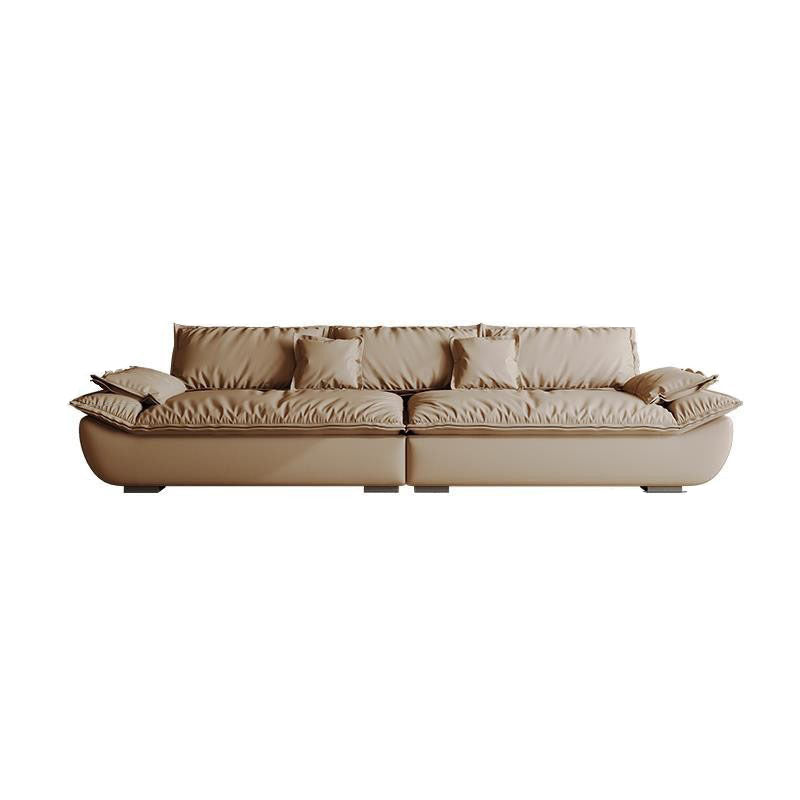Contemporary Faux Leather Pillow Top Arm Pillows Living Room Seating