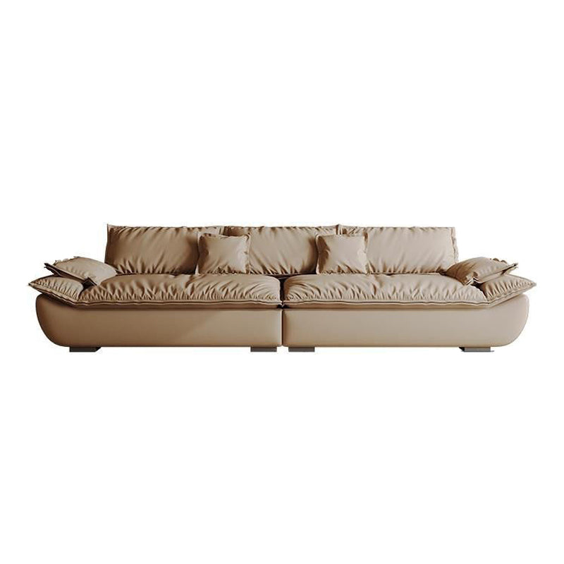 Contemporary Faux Leather Pillow Top Arm Pillows Living Room Seating