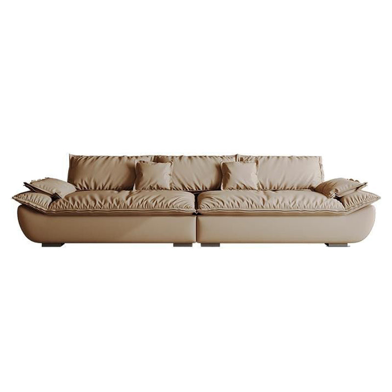 Contemporary Faux Leather Pillow Top Arm Pillows Living Room Seating