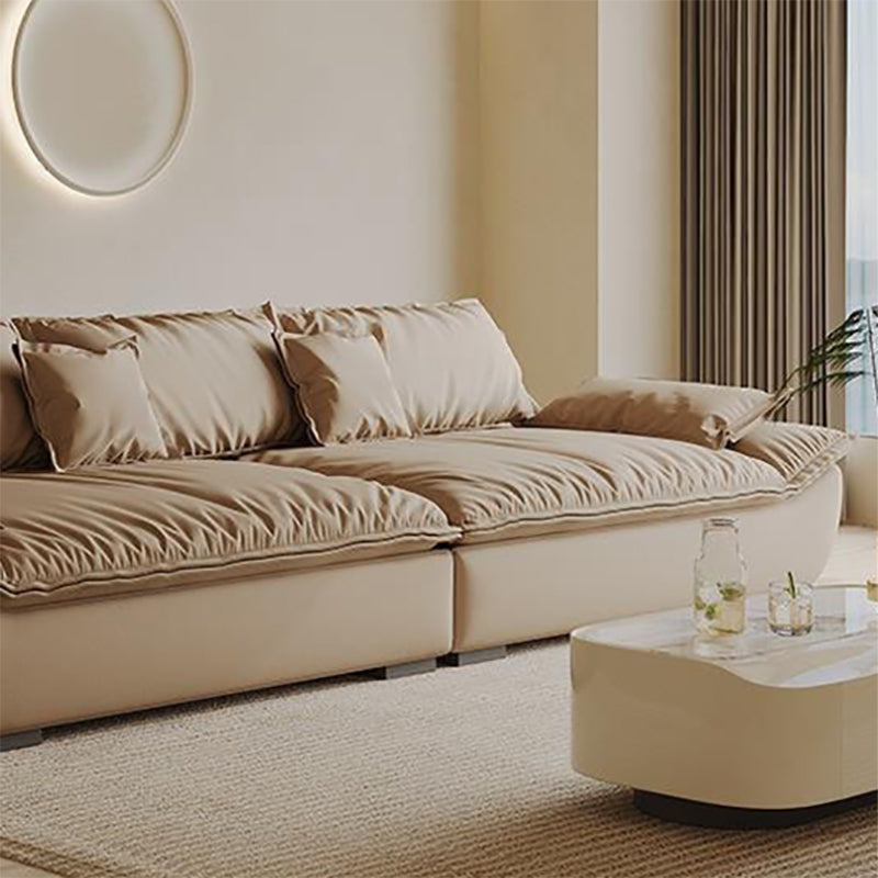 Contemporary Faux Leather Pillow Top Arm Pillows Living Room Seating