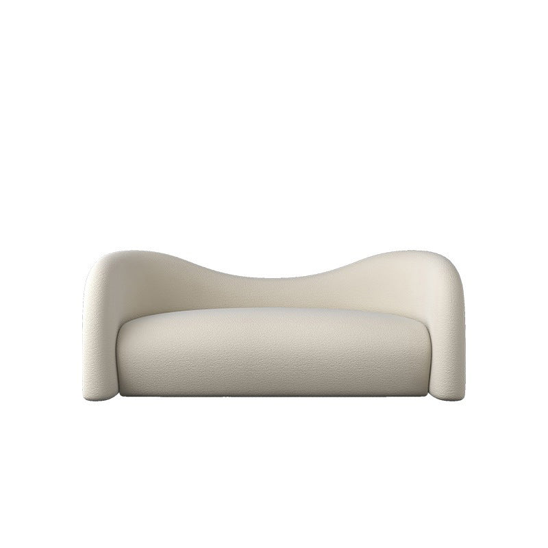 Scandinavian White Cushions Tuxedo Arm Living Room Curved Seating