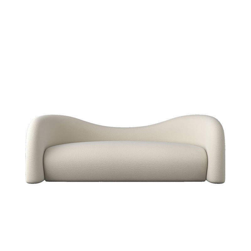 Scandinavian White Cushions Tuxedo Arm Living Room Curved Seating