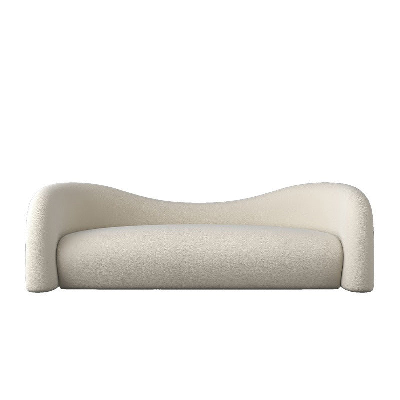 Scandinavian White Cushions Tuxedo Arm Living Room Curved Seating
