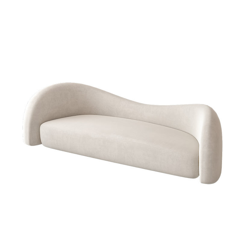 Scandinavian White Cushions Tuxedo Arm Living Room Curved Seating