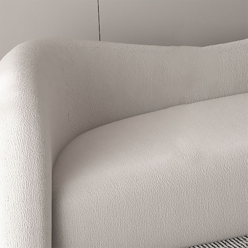 Scandinavian White Cushions Tuxedo Arm Living Room Curved Seating