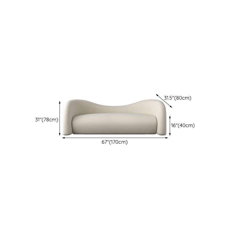 Scandinavian White Cushions Tuxedo Arm Living Room Curved Seating
