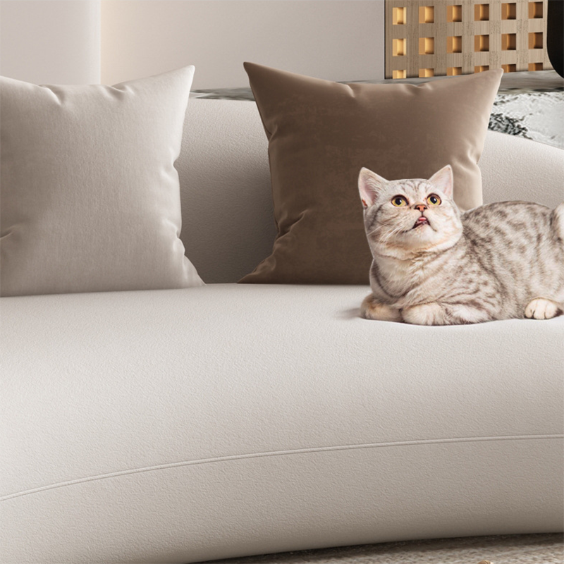 Contemporary Living Room Fabric Tuxedo Arm Cushions White Seating