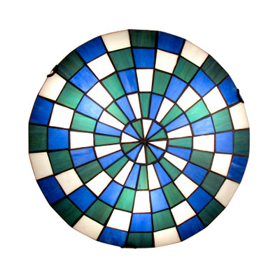 Tiffany Mosaik Kuppel Deckenhalterung Licht gebeizt Glas Deckenlampe in Blau für Küche
