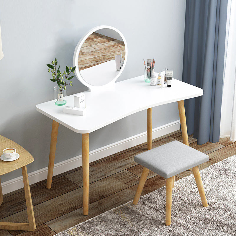 Modern Wood Make-up Vanity Mirrored Dressing Table Stool Set