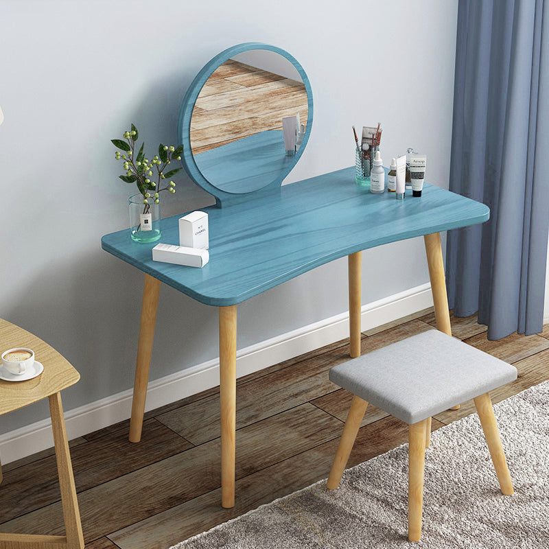 Modern Wood Make-up Vanity Mirrored Dressing Table Stool Set