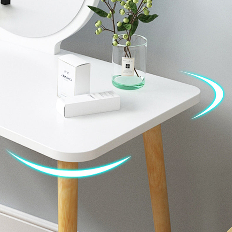 Modern Wood Make-up Vanity Mirrored Dressing Table Stool Set