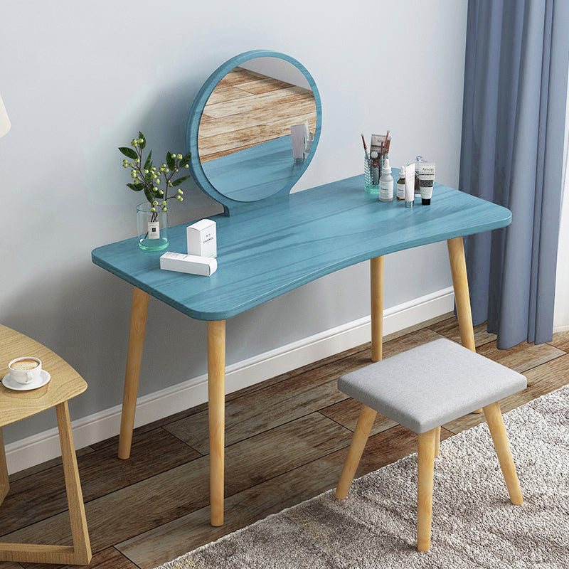 Modern Wood Make-up Vanity Mirrored Dressing Table Stool Set