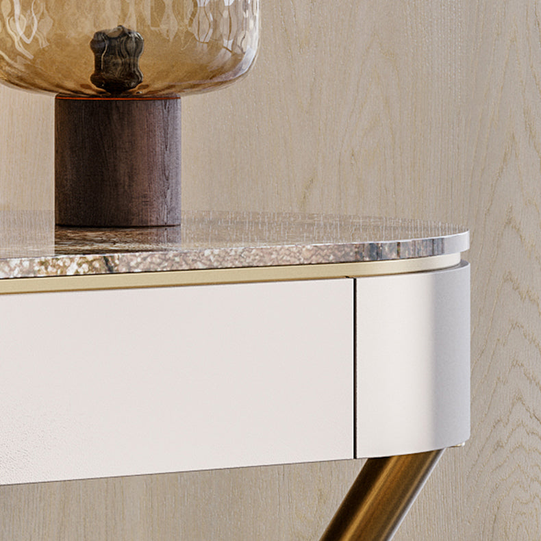 Lighted Mirror Vanity Table Set Luxurious Stone Top Dressing Table