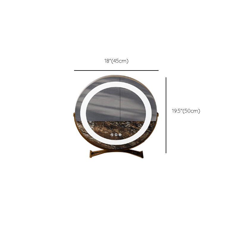 Lighted Mirror Vanity Table Set Luxurious Stone Top Dressing Table