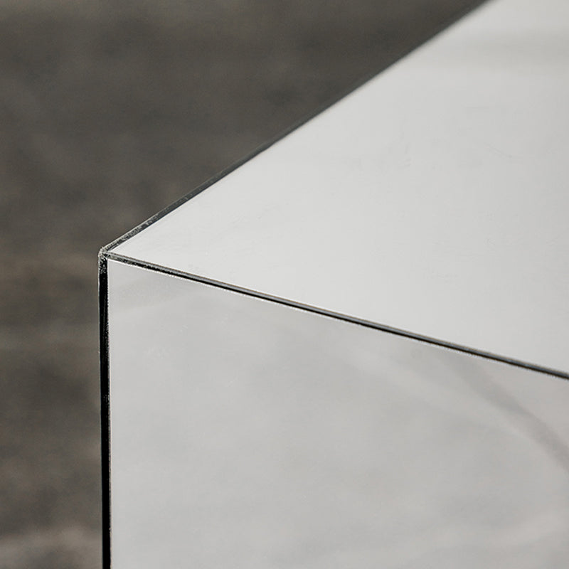 Square Plastic End Table Set Mirrored Block Side Table for Bedside