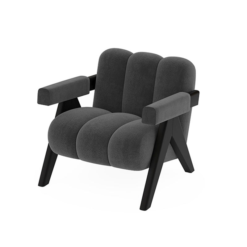 Wood Frame Accent ArmChair Sewn Pillow Back Sled Chair in Gray