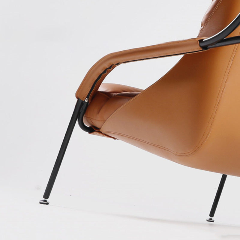 Industrial Genuine Leather Lounge Chair Solid Color Tufted Back Chair