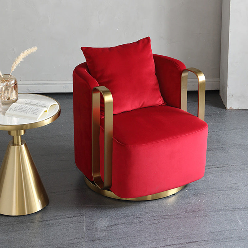 Glam Style Velvet ArmChair Solid Color Swivel Pillow Back Chair