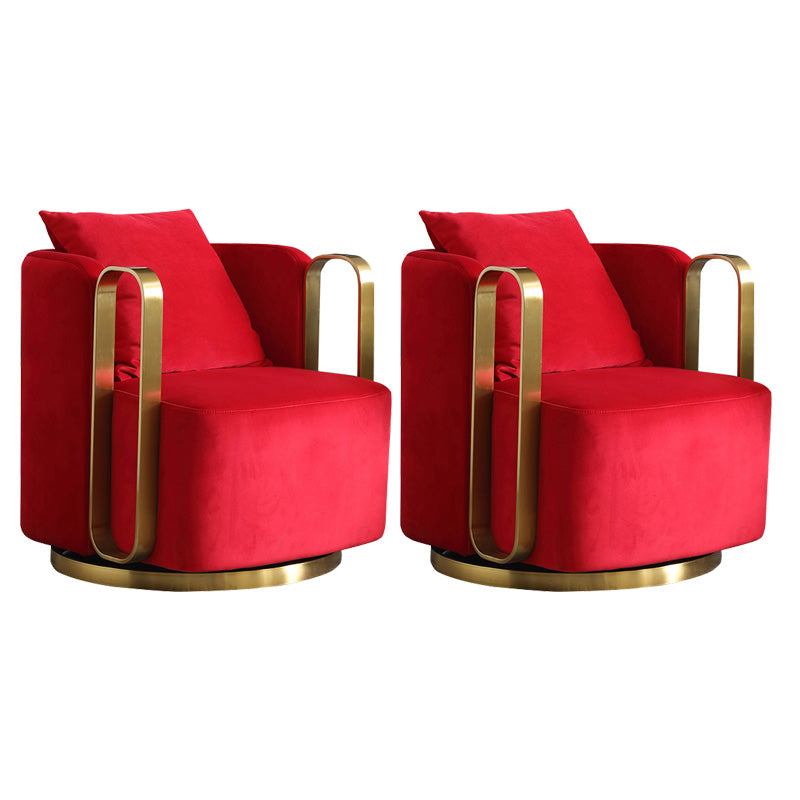 Glam Style Velvet ArmChair Solid Color Swivel Pillow Back Chair