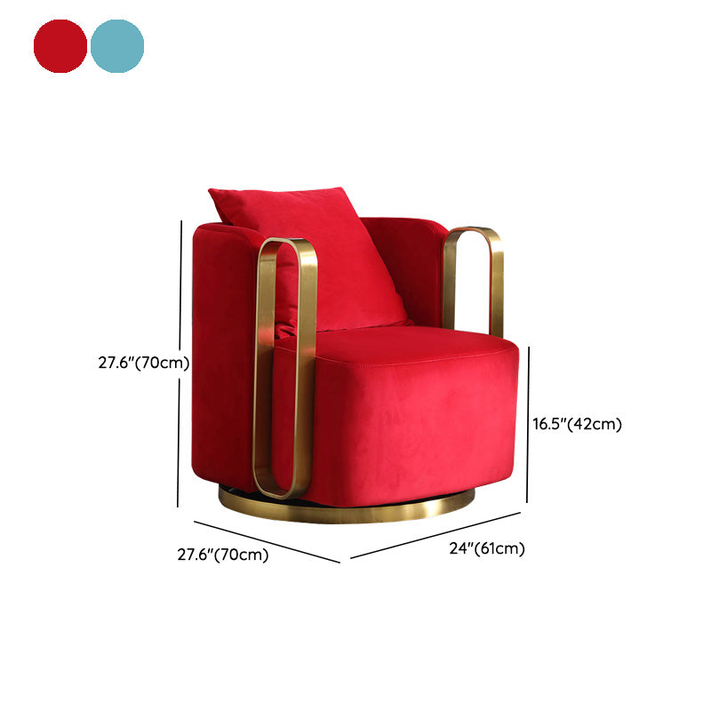 Glam Style Velvet ArmChair Solid Color Swivel Pillow Back Chair