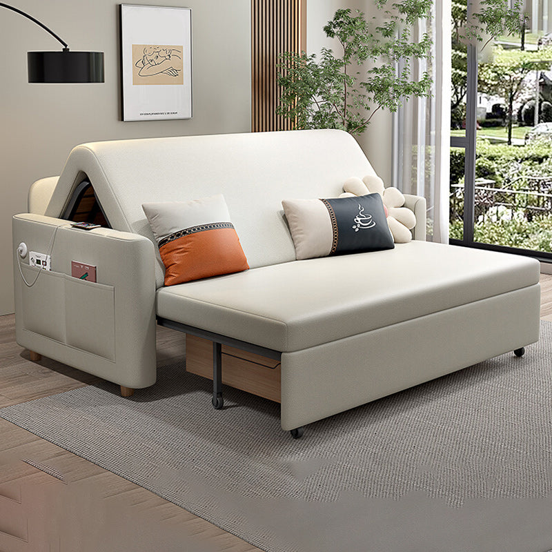 31" Wide Scandinavian Futon Sofa Bed White Futon Sleeper Sofa