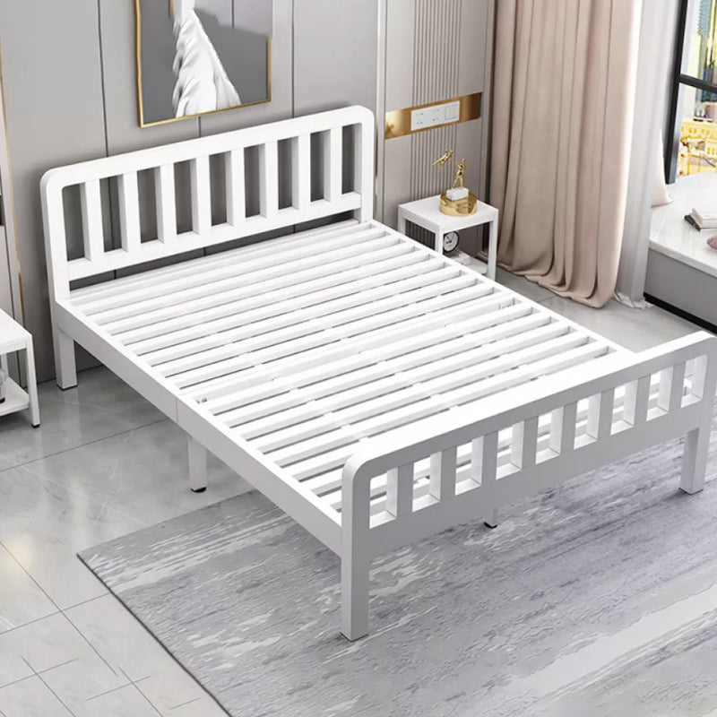 Contemporary Metal Bed Frame Solid Color Slat Bed with Custom Gold Legs