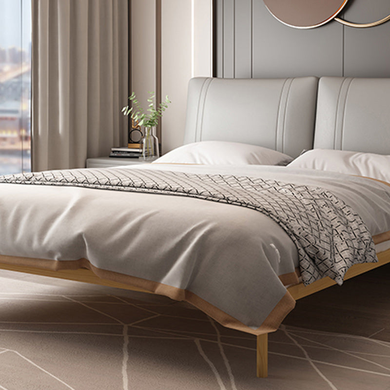 Glam Solid Color Platform Bed Metal Bed Frame with Headboard